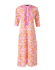 Orange Floral Embroidered Tunic Dress