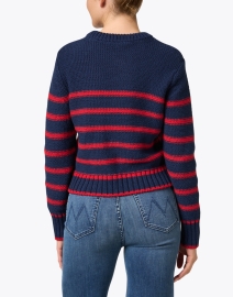 Back image thumbnail - White + Warren - Navy and Red Striped Cotton Sweater