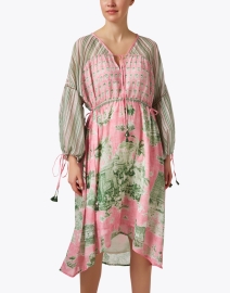 Front image thumbnail - D'Ascoli - Prana Pink and Green Print Dress