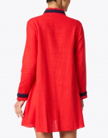 Back image thumbnail - Sail to Sable - Red with Navy Trim Tunic Dress