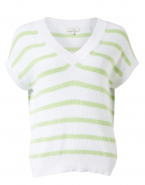 White and Green Stripe Cotton Sweater