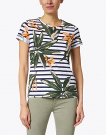 Saint James - Liliane White and Navy Floral Printed Cotton Top 