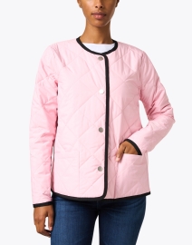Front image thumbnail - Jane Post - Teal and Pink Reversible Quilted Jacket