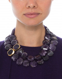 Amethyst Gold Trimmed Beaded Necklace