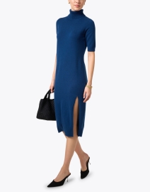 Look image thumbnail - Allude - Blue Wool Cashmere Turtleneck Dress
