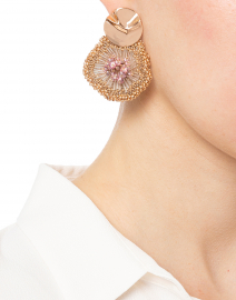 Milly Pink Crystal Flower Beaded Earrings