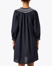 Back image thumbnail - Figue - Charlie Navy Embroidered Cotton Dress