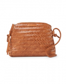 Mallory Cognac Woven Leather Crossbody Bag 