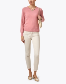 Look image thumbnail - White + Warren - Pink Cashmere Crew Neck Sweater