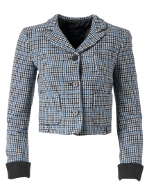 Product image thumbnail - Emporio Armani - Blue Multi Plaid Blazer Jacket