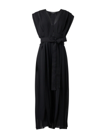 Black Pleated Wrap Dress