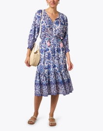 Look image thumbnail - Bell - Court Blue Print Cotton Silk Dress