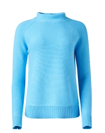 Pool Blue Garter Stitch Cotton Sweater