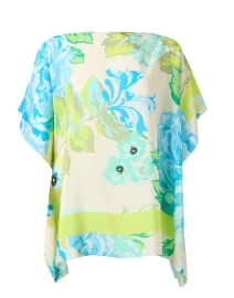 Blue and Green Print Silk Poncho Top