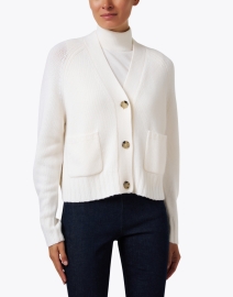 Front image thumbnail - Allude - Ivory Wool Cashmere Cardigan