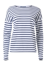 Minq White and Navy Striped Top