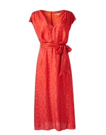 Santorelli - Fara Red Print Silk Wrap Dress