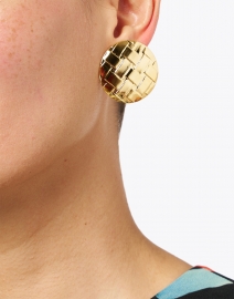 Look image thumbnail - Jennifer Behr - Gertie Gold Weave Circular Stud Earrings