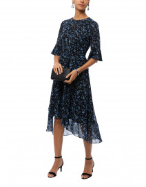 Stellato Blue and Black Floral Printed Dress