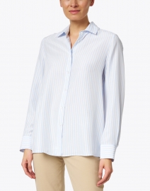 Weekend Max Mara - Pomez Light Blue Stripe Silk Shirt