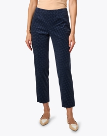 Front image thumbnail - Piazza Sempione - Monia Blue Print Stretch Corduroy Pant