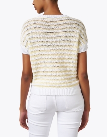 Back image thumbnail - Peserico - White and Yellow Striped Sweater