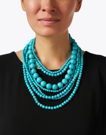 Look image thumbnail - Kenneth Jay Lane - Turquoise Multi Strand Beaded Necklace