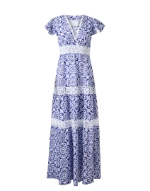 Temptation Positano - Blue Print Linen Maxi Dress