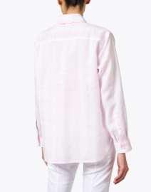 Back image thumbnail - Hinson Wu - Halsey Pink Striped Linen Shirt
