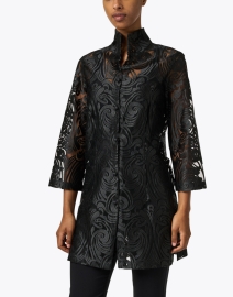 Front image thumbnail - Connie Roberson - Rita Black Deco Sheer Lace Top