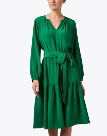 Front image thumbnail - Soler - Pauline Green Silk Midi Dress