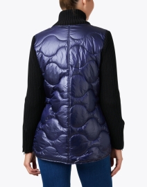 Back image thumbnail - Peace of Cloth - Navy Quilted Knit Combo Jacket