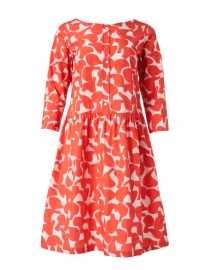 Orange and Beige Abstract Printed Cotton Dress 