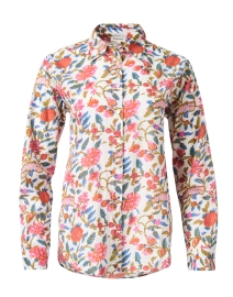 White Multi Floral Print Cotton Shirt