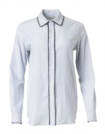 Lichene Blue and White Striped Cotton Shirt