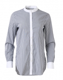 Gwinn Grey and White Striped Cotton Tunic Shirt