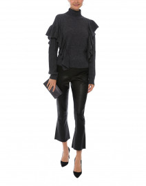 Black Cropped Stretch Leather Pant