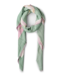 Product image thumbnail - Rani Arabella - Kenya Pink and Green Print Silk Wool Scarf