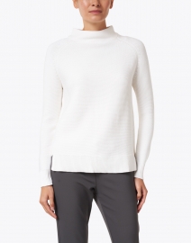 Front image thumbnail - Kinross - White Garter Stitch Cotton Sweater