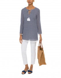 Navy and White Striped Tunic Top