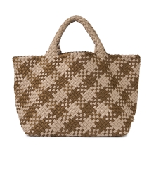 Product image thumbnail - Naghedi - St. Barths Medium Brown Plaid Woven Handbag