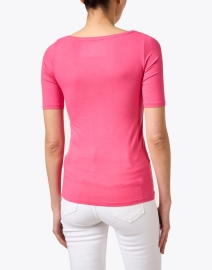 Back image thumbnail - Majestic Filatures - Pink Soft Touch Elbow Sleeve Top
