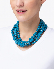 Look image thumbnail - Kenneth Jay Lane - Turquoise Resin Multistrand Necklace