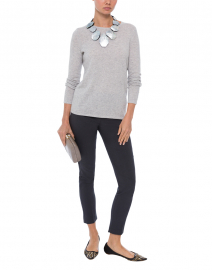 Light Grey Cashmere Button-Cuff Sweater