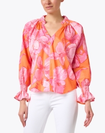 Front image thumbnail - Finley - Candace Orange and Pink Floral Cotton Top