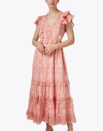 Front image thumbnail - Bell - Paris Peach Floral Cotton Silk Dress