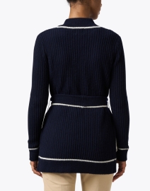 Back image thumbnail - Madeleine Thompson - Clover Navy Wool Cashmere Cardigan