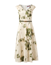 Pineta Ivory and Green Printed Dress