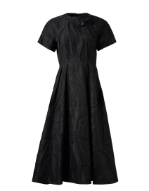 Black Crinkle Fit and Flare Dress
