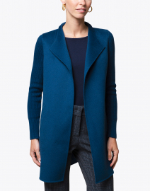 Front image thumbnail - Kinross - Winter Teal Blue Wool Cashmere Coat